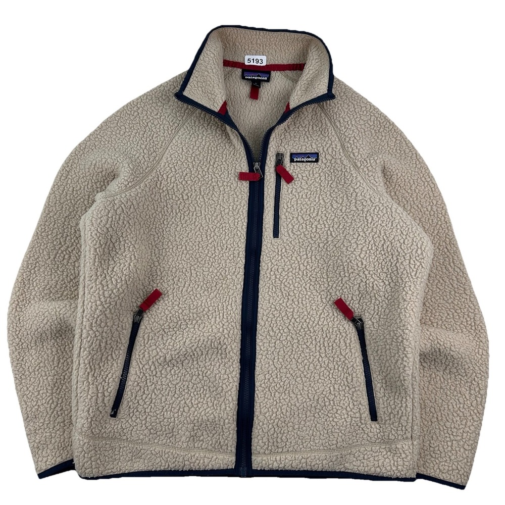 Patagonia Retro Deep Pile Fleece Jacket Mens L Oatmeal Sherpa Full Zip STY22801